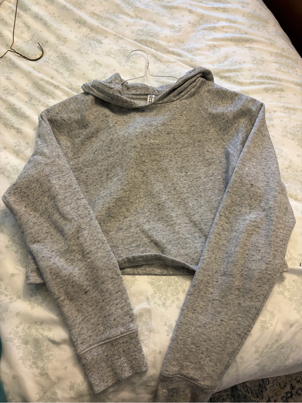H&M Gray Cropped Crewneck Hoodie Sweater